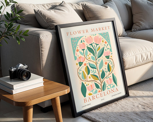 Barcelona Flower Market Botanical Framed Poster – Framed Wall Art Poster - Image 1