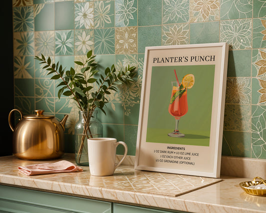 Planter's Punch Cocktail Recipe Framed Poster – Framed Wall Art Poster - Image 1
