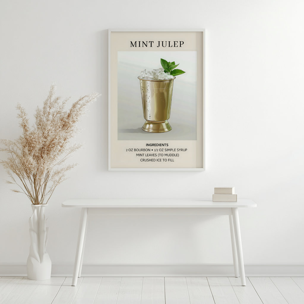Mint Julep Cocktail Recipe Framed Poster – Framed Wall Art Poster - Image 2