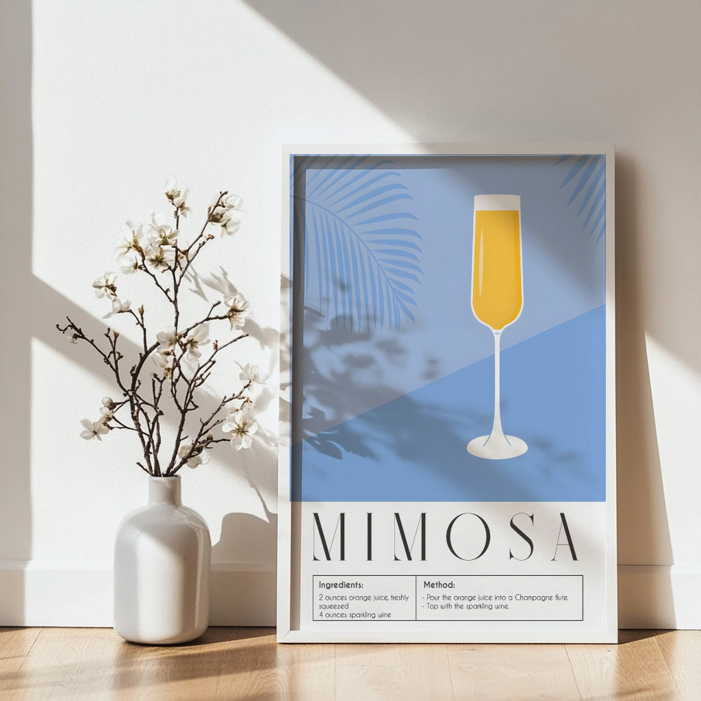 Mimosa Cocktail Recipe Framed Poster#1 – Framed Wall Art Poster - Image 3
