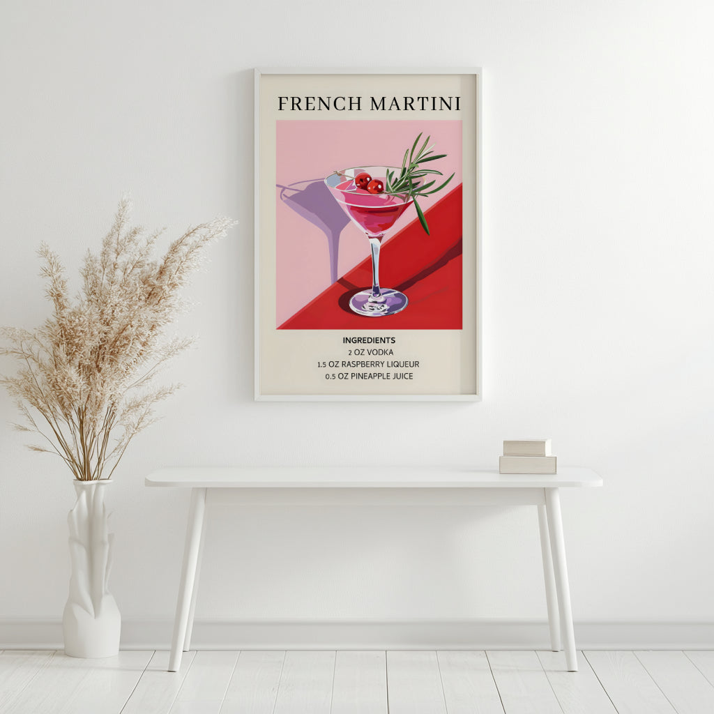 French Martini Cocktail Recipe Framed Poster – Framed Wall Art Poster - Image 3