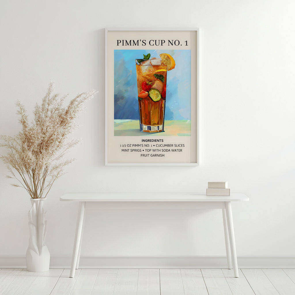 Pimm's Cup No. 1 Cocktail Recipe Framed Poster#1 – Framed Wall Art Poster - Image 3