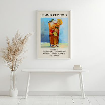 Pimm's Cup No. 1 Cocktail Recipe Framed Poster#1 – Framed Wall Art Poster - Image 3
