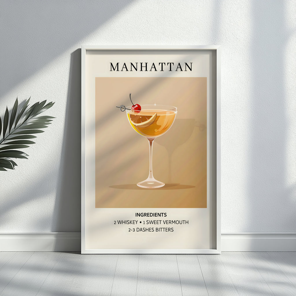 Manhattan Cocktail Recipe Framed Poster – Framed Wall Art Poster - Image 4