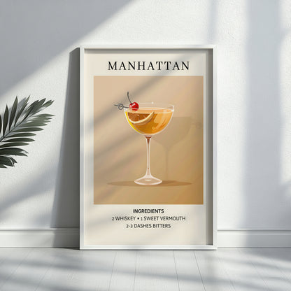 Manhattan Cocktail Recipe Framed Poster – Framed Wall Art Poster - Image 4