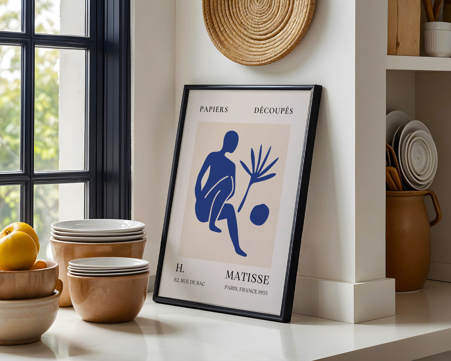 Matisse Inspired Blue Abstract Figure Framed Poster - View 3