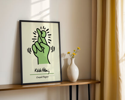Keith Haring Crossed Fingers Pop Art Framed Poster - View 4