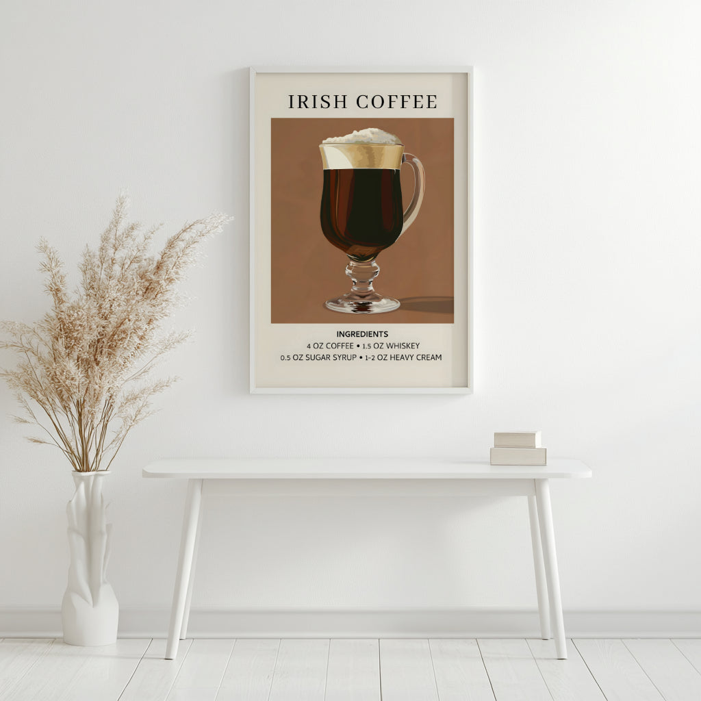 Irish Coffee Cocktail Recipe Framed Poster Wall Art – Framed Wall Art Poster - Image 2
