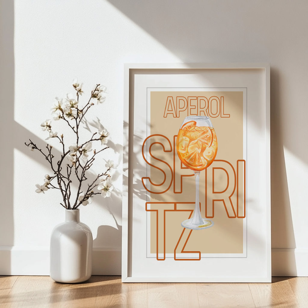 Aperol Spritz Cocktail Illustration Framed Poster – Framed Wall Art Poster - Image 2