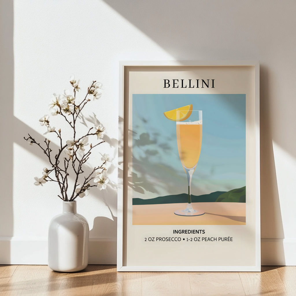 Bellini Cocktail Recipe Framed Poster – Framed Wall Art Poster - Image 4
