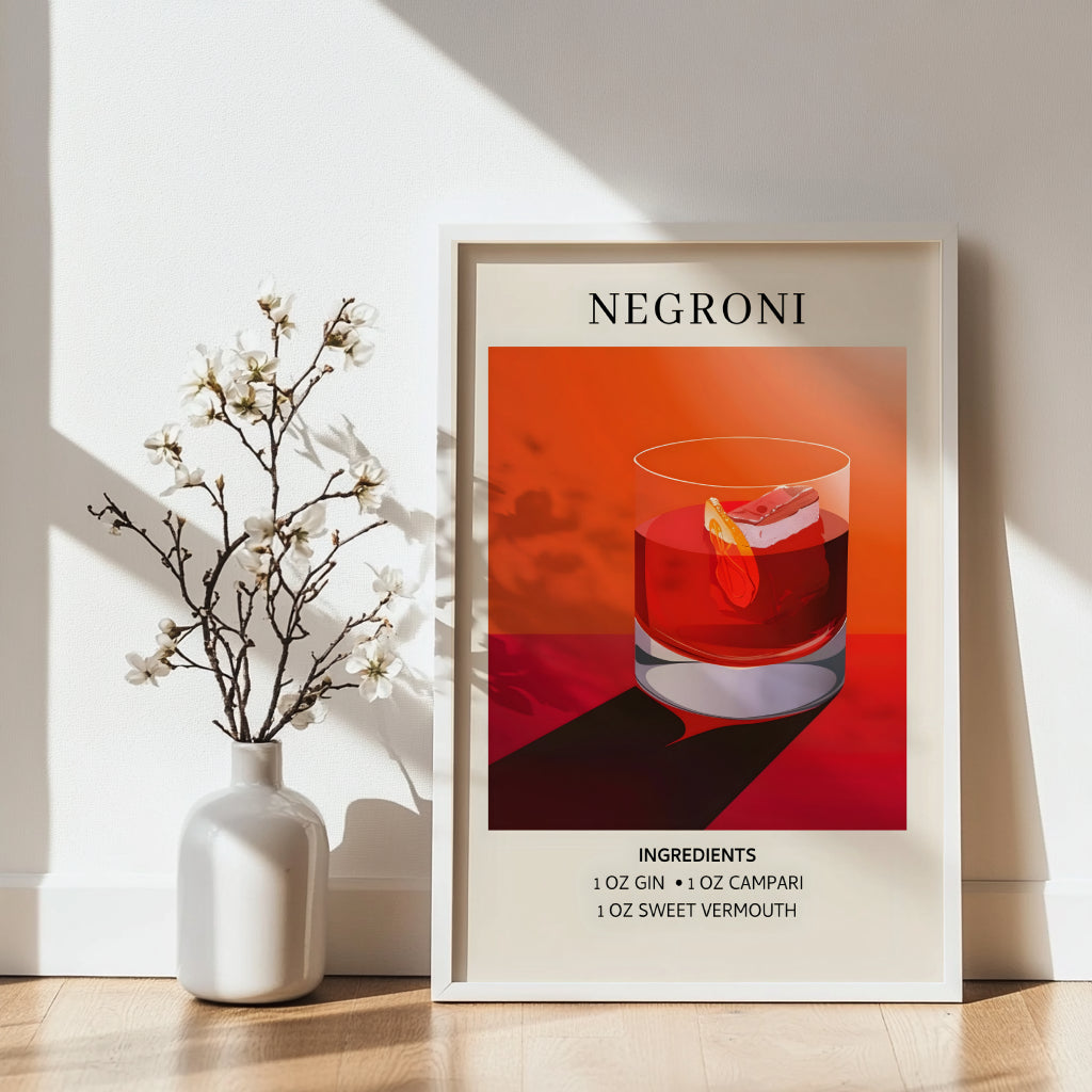 Negroni Cocktail Recipe Framed Poster – Framed Wall Art Poster - Image 3