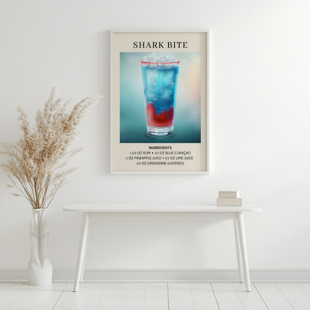 Shark Bite Cocktail Recipe Framed Poster – Framed Wall Art Poster - Image 2