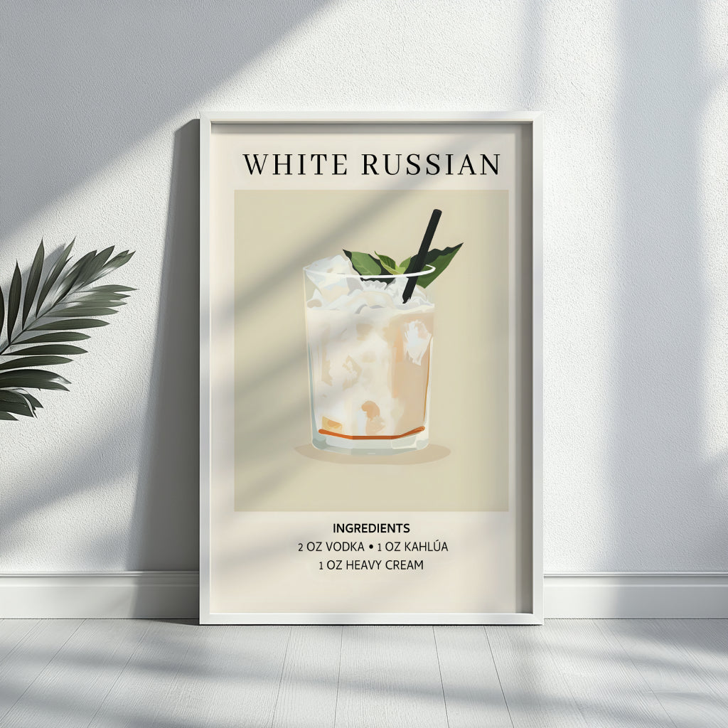 White Russian Cocktail Recipe Framed Poster#1 – Framed Wall Art Poster - Image 3