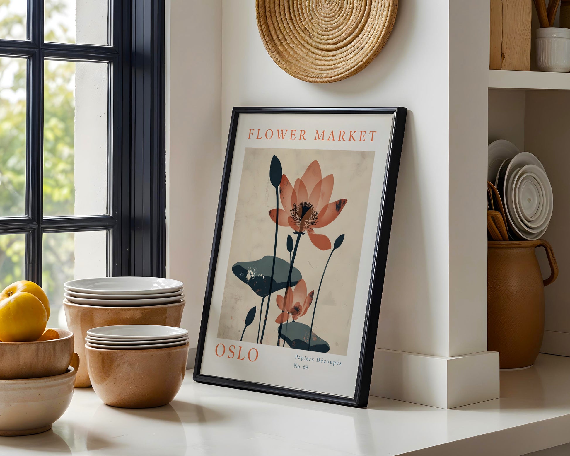 Oslo Flower Market Lotus Framed Poster – Framed Wall Art Poster - Image 1