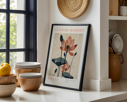 Oslo Flower Market Lotus Framed Poster – Framed Wall Art Poster - Image 1