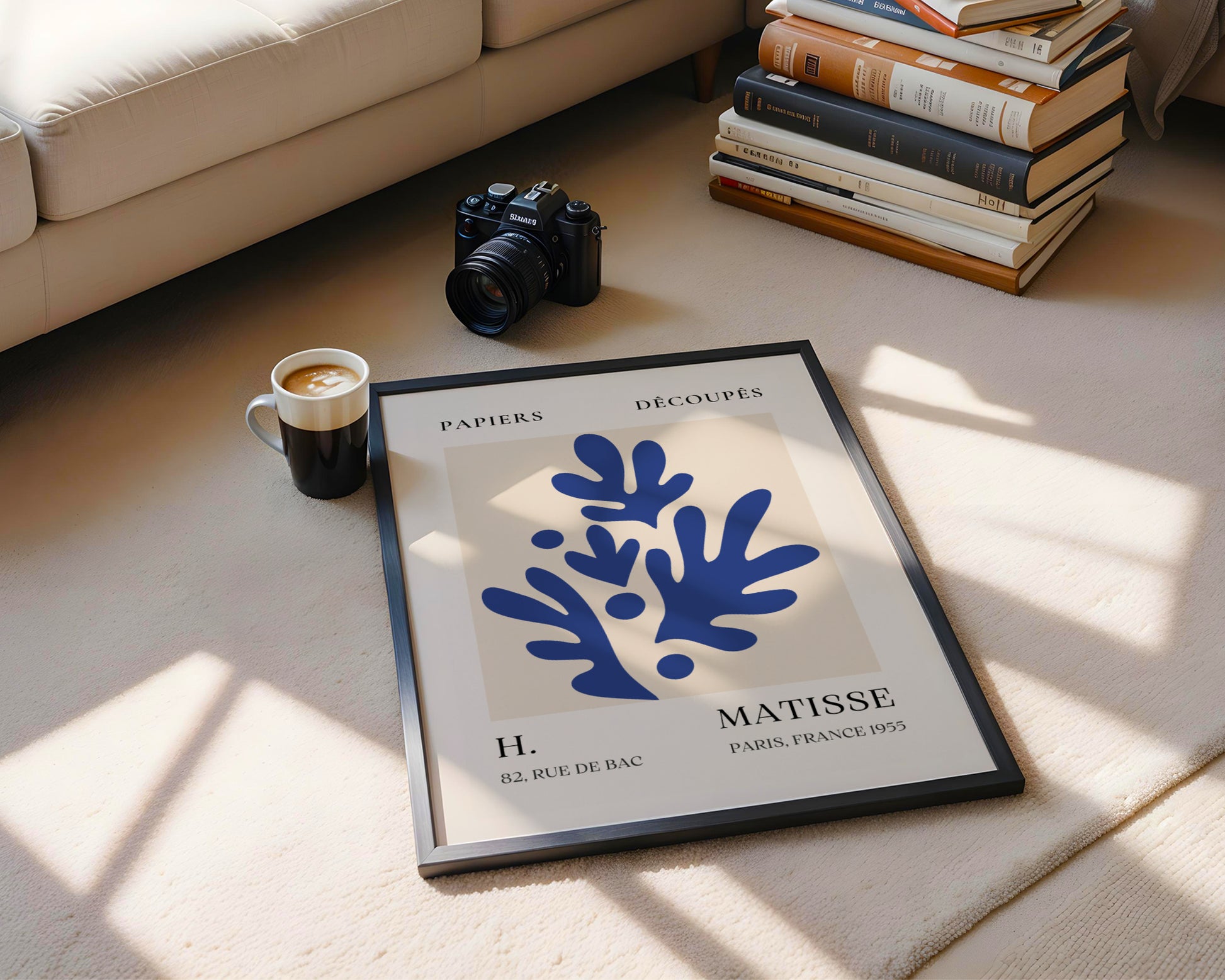 Matisse Blue Abstract Botanical Cut-Out Framed Poster - View 4