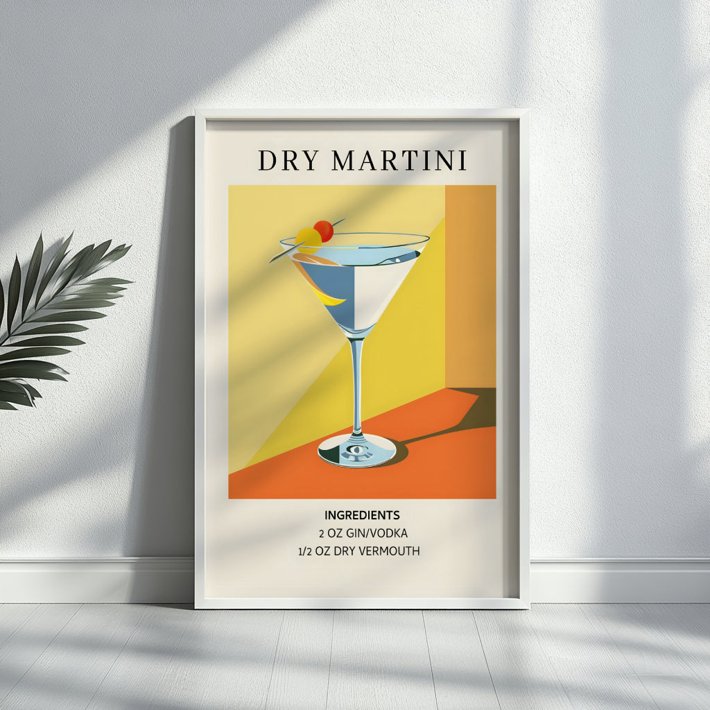 Dry Martini Cocktail Recipe Framed Wall Art – Framed Wall Art Poster - Image 4