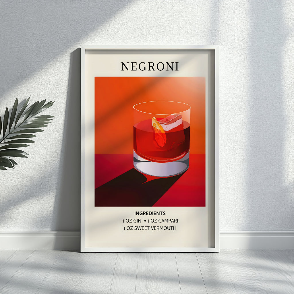 Negroni Cocktail Recipe Framed Poster – Framed Wall Art Poster - Image 2