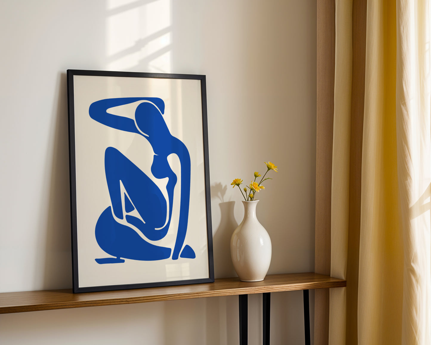 Abstract Blue Nude Woman Figure Framed Wall Art - View 3