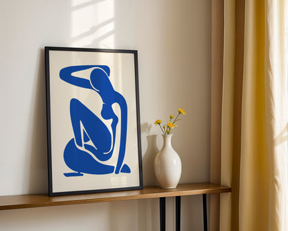 Abstract Blue Nude Woman Figure Framed Wall Art - View 3