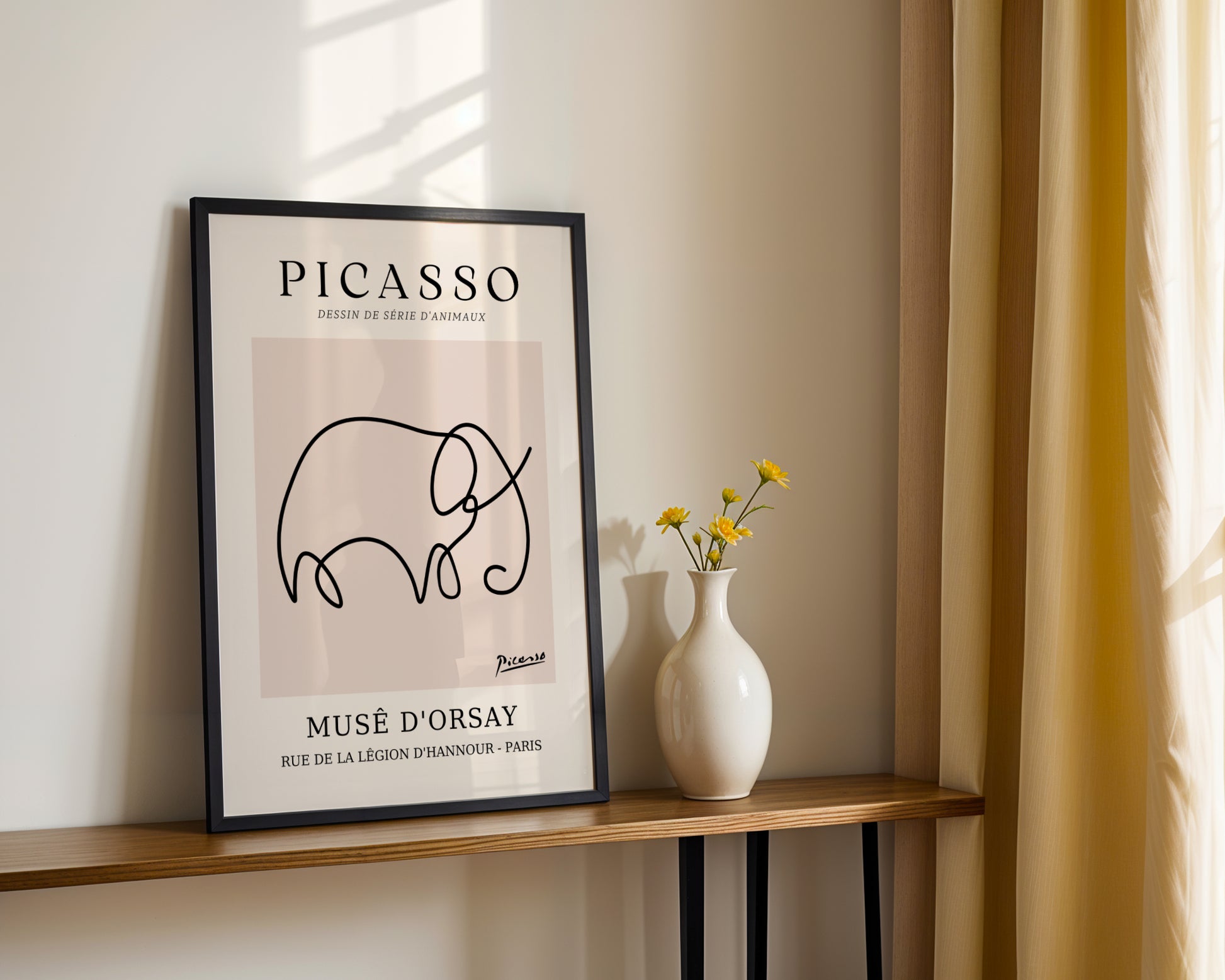 Picasso Minimalist Elephant Line Art Framed Poster - View 1