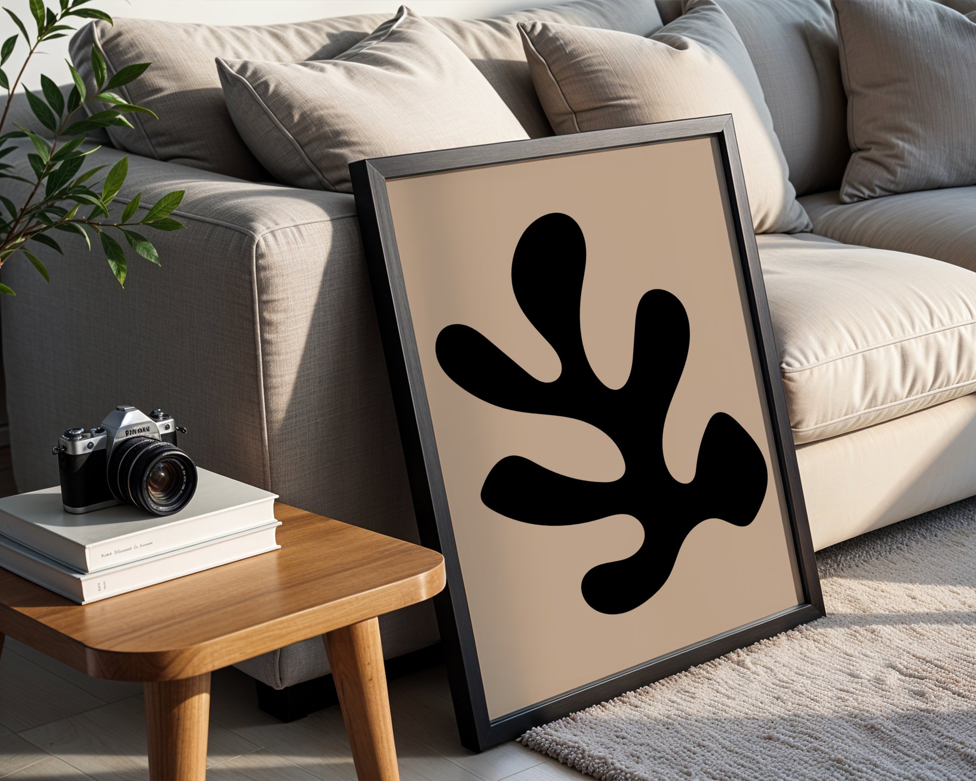 Black Organic Abstract Cut-Out Framed Poster - View 3
