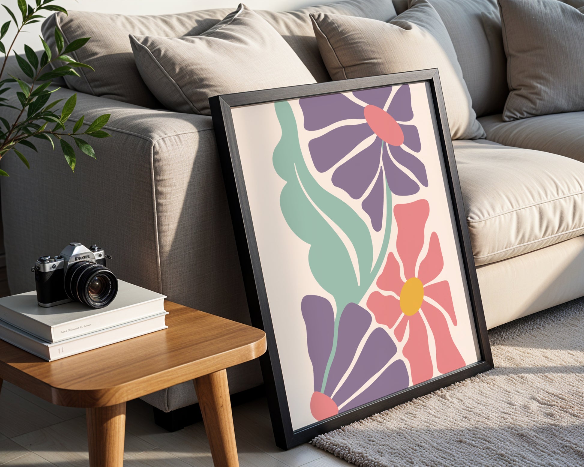 Abstract Pastel Floral Minimalist Framed Poster - View 1