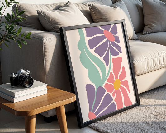 Abstract Pastel Floral Minimalist Framed Poster - View 1