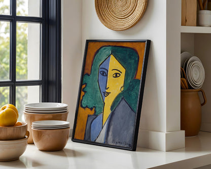 Abstract Cubist Woman Portrait Framed Poster - View 3