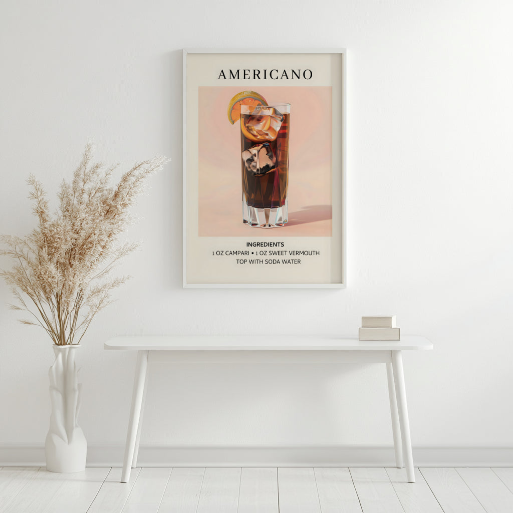 Americano Cocktail Recipe Framed Poster – Framed Wall Art Poster - Image 3