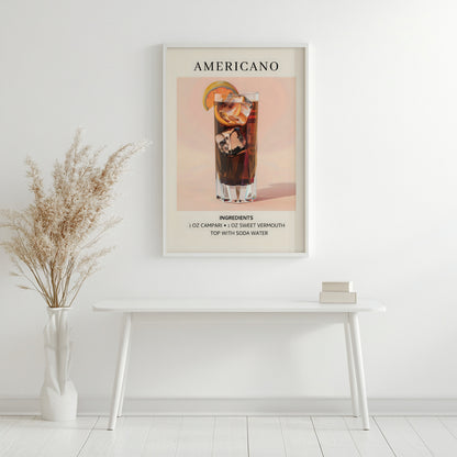 Americano Cocktail Recipe Framed Poster – Framed Wall Art Poster - Image 3