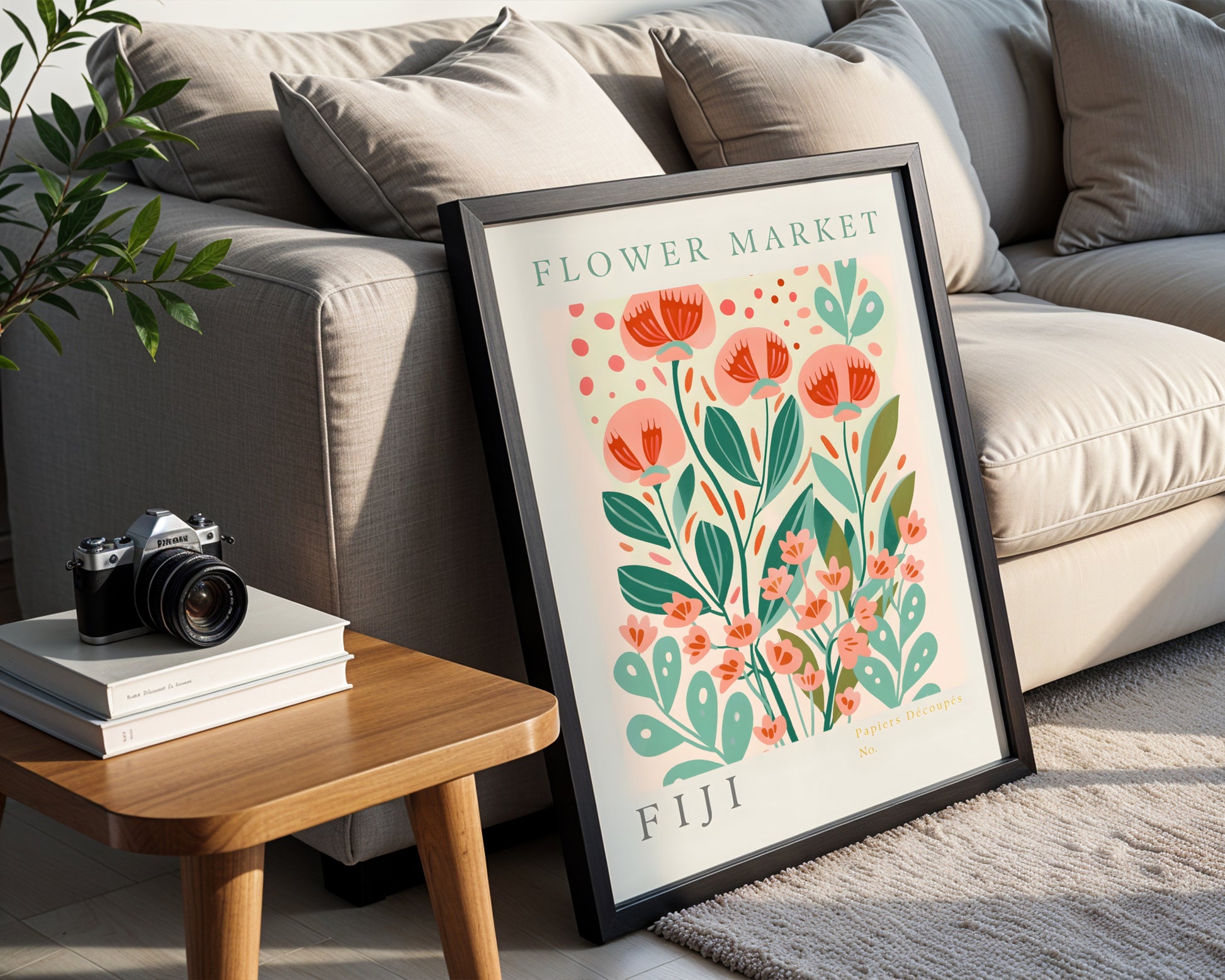 Fiji Flower Market Abstract Floral Framed Poster – Framed Wall Art Poster - Image 2