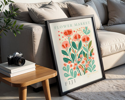 Fiji Flower Market Abstract Floral Framed Poster – Framed Wall Art Poster - Image 2