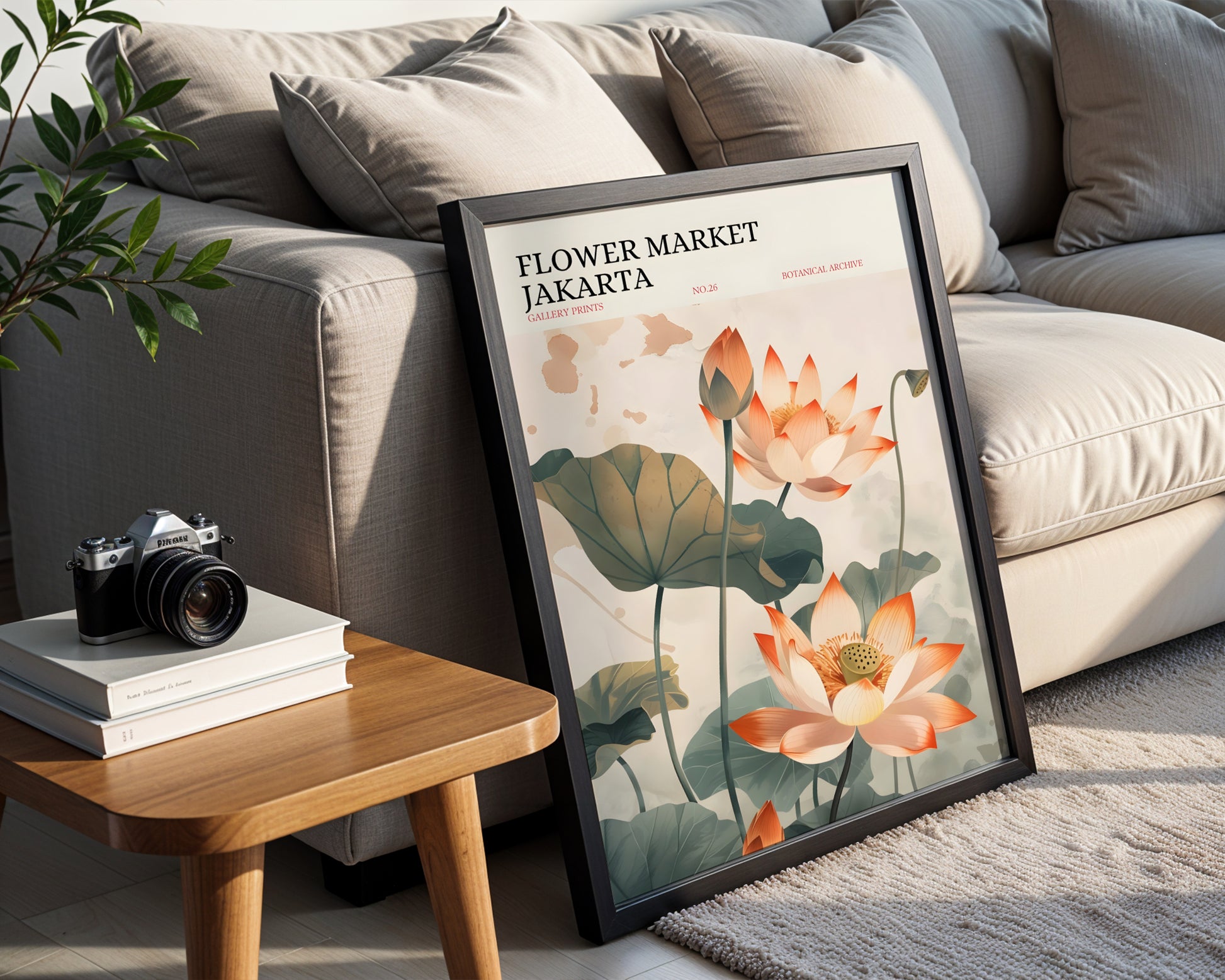 Jakarta Flower Market Lotus Botanical Framed Poster – Framed Wall Art Poster - Image 1