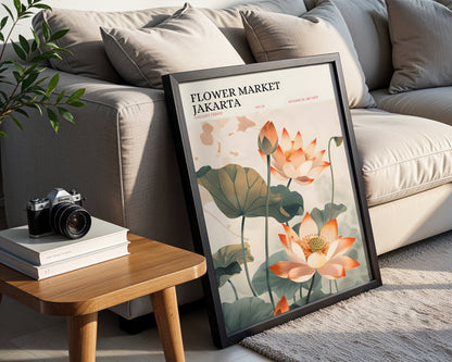 Jakarta Flower Market Lotus Botanical Framed Poster – Framed Wall Art Poster - Image 1