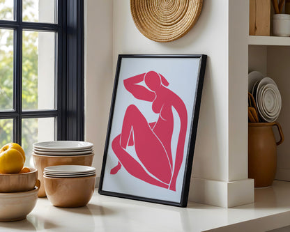 Abstract Pink Reclining Nude Framed Wall Art - View 2