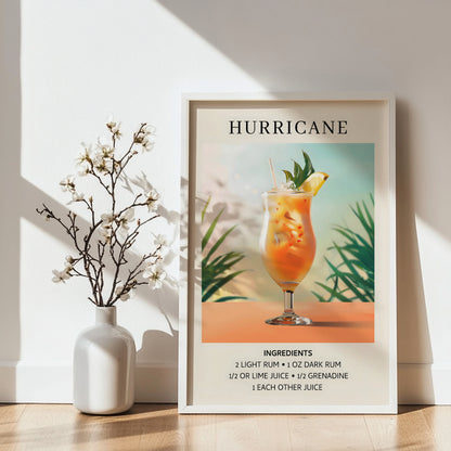Hurricane Cocktail Recipe Framed Poster – Framed Wall Art Poster - Image 3