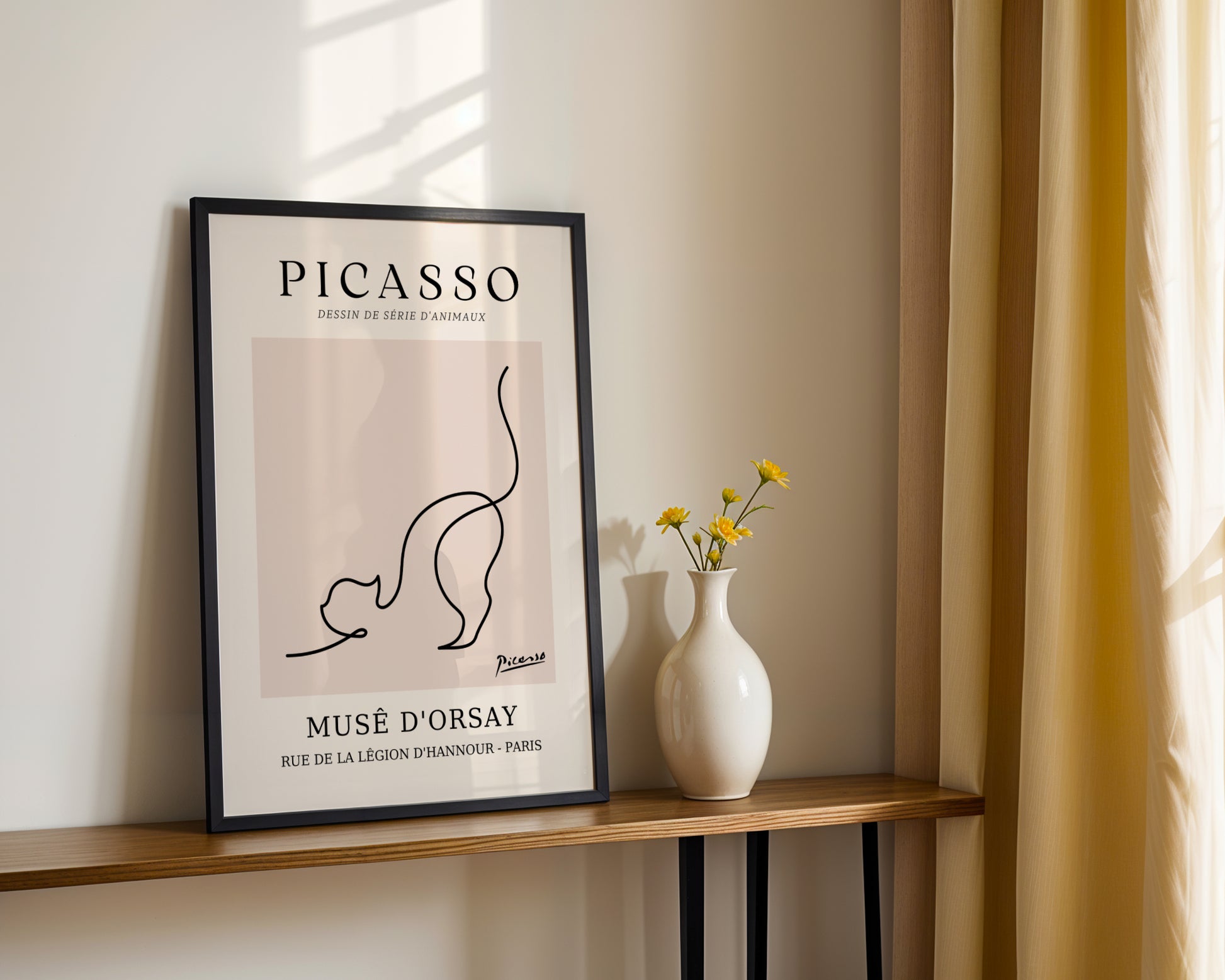 Picasso Cat Line Art Framed Poster - View 2