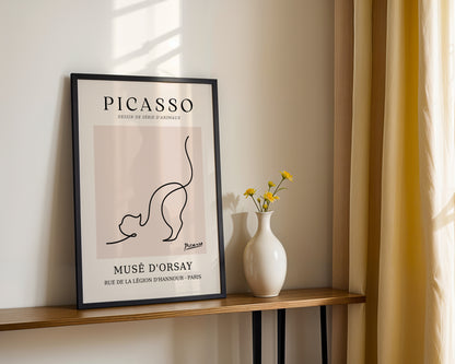 Picasso Cat Line Art Framed Poster - View 2