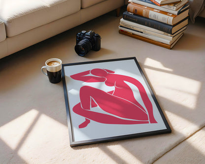 Abstract Pink Reclining Nude Framed Wall Art - View 3
