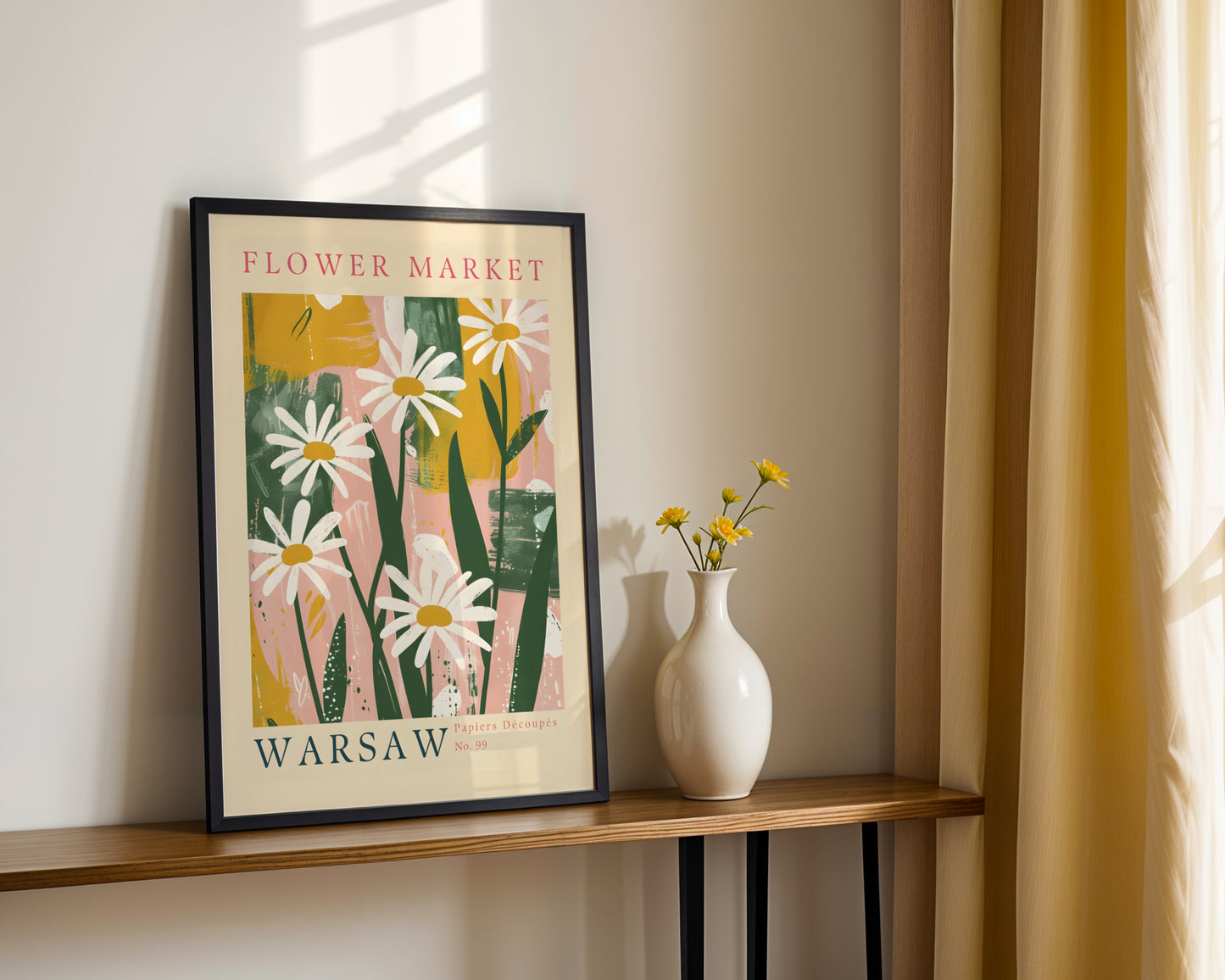 Warsaw Flower Market Daisies Abstract Framed Poster – Framed Wall Art Poster - Image 1