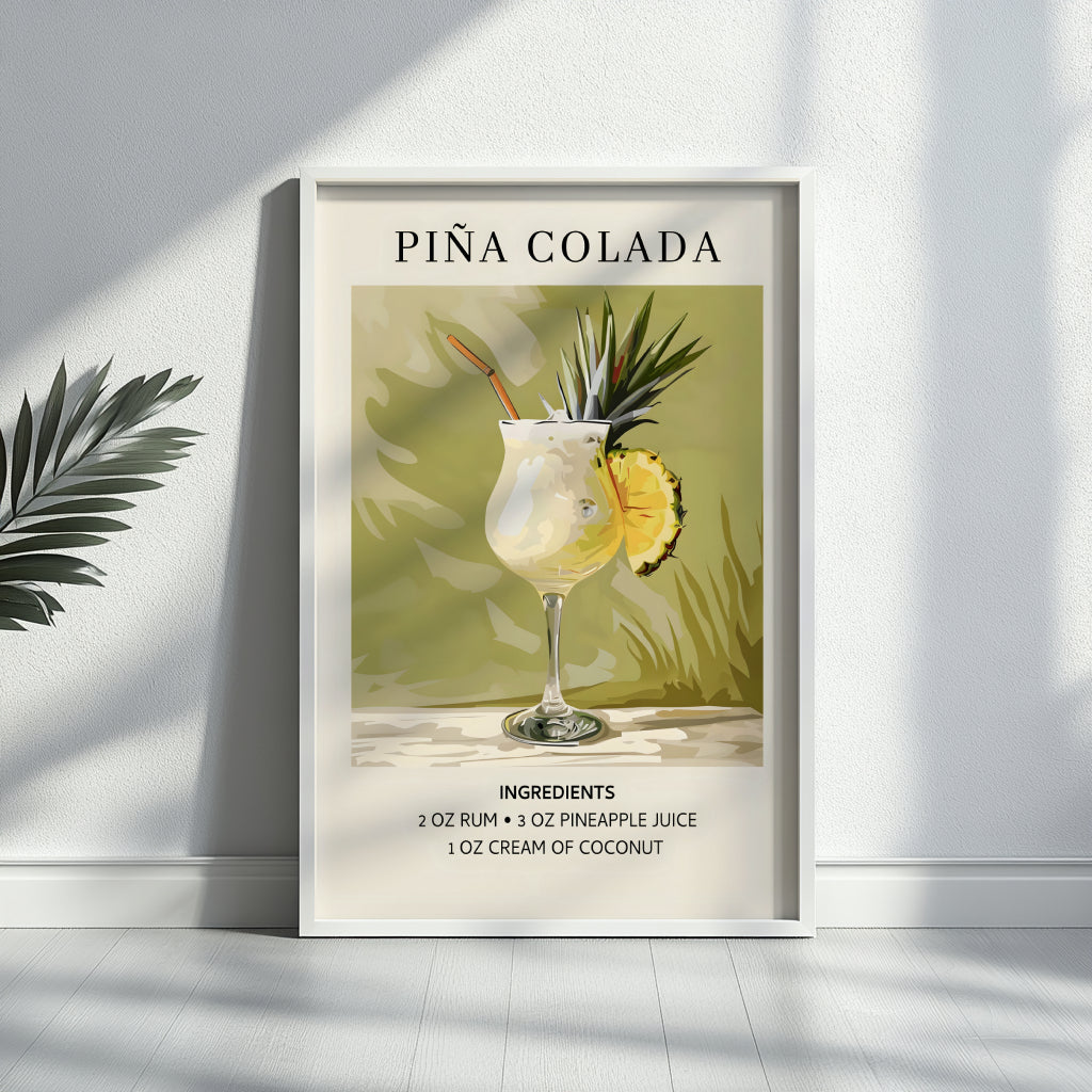 Piña Colada Recipe Cocktail Framed Poster#1 – Framed Wall Art Poster - Image 4