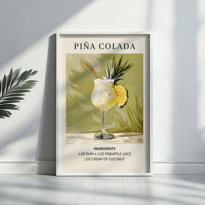 Piña Colada Recipe Cocktail Framed Poster#1 – Framed Wall Art Poster - Image 4