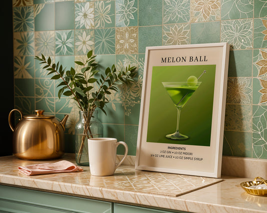 Melon Ball Cocktail Recipe Framed Poster – Framed Wall Art Poster - Image 1