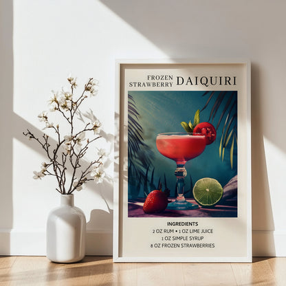 Frozen Strawberry Daiquiri Recipe Framed Wall Art – Framed Wall Art Poster - Image 4