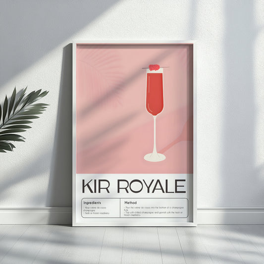 Kir Royale Cocktail Recipe Framed Poster#1 – Framed Wall Art Poster - Image 2