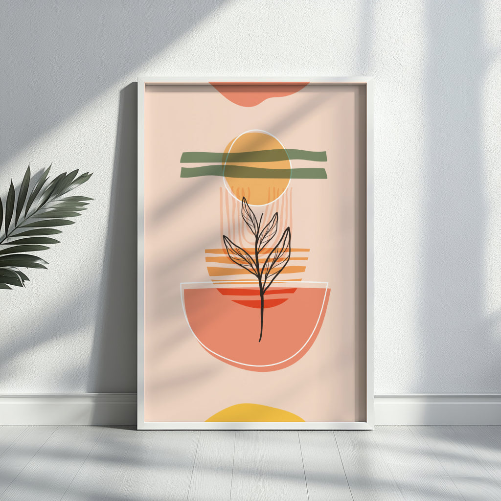 Boho Abstract Botanical Sun Framed Poster – Framed Wall Art Poster - Image 2