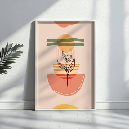 Boho Abstract Botanical Sun Framed Poster – Framed Wall Art Poster - Image 2