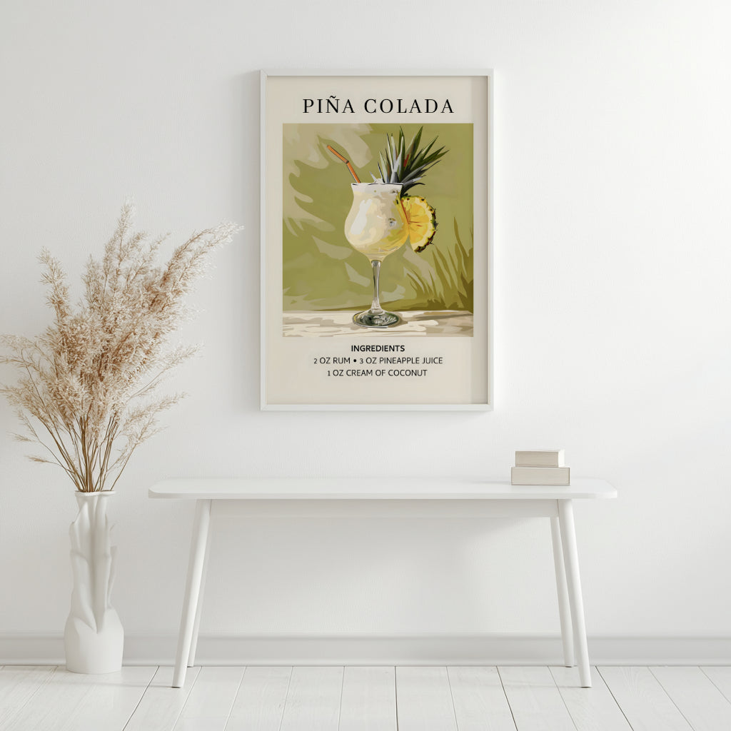 Piña Colada Recipe Cocktail Framed Poster#1 – Framed Wall Art Poster - Image 2