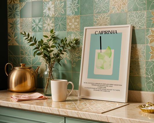 Caipirinha Cocktail Recipe Minimalist Framed Poster – Framed Wall Art Poster - Image 1